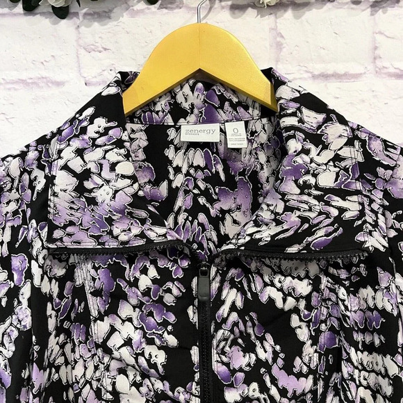 Chico's Zynergy Womens Black Purple Full Zip Front Jacket - Picture 4 of 12